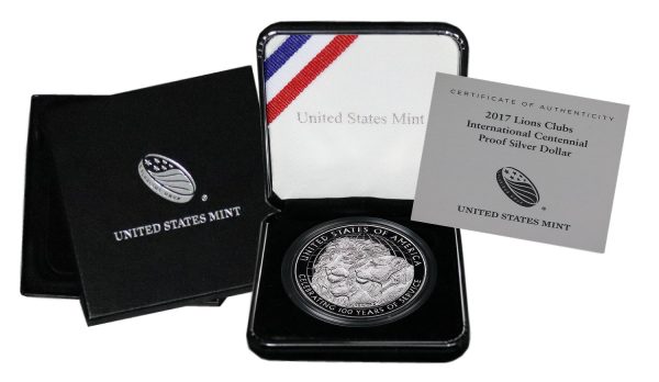 2017-P Lions Clubs International Centennial Commemorative $1 Silver Proof OGP - Image 2