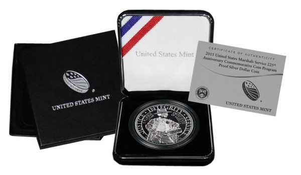 2015-P United States Marshals Service Commemorative $1 Silver Proof OGP - Image 2