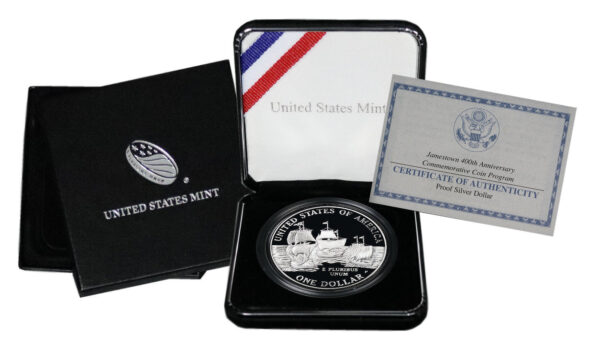 2007-P Jamestown 400th Anniversary Commemorative $1 Silver Proof OGP - Image 2