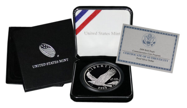 2008-P Bald Eagle Commemorative $1 Silver Proof OGP - Image 2