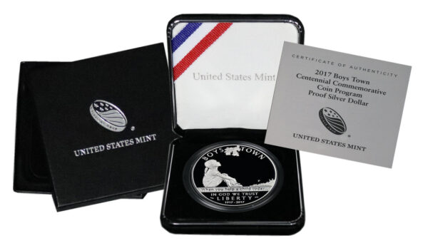 2017-P Boys Town Centennial Commemorative $1 Silver Proof OGP - Image 2