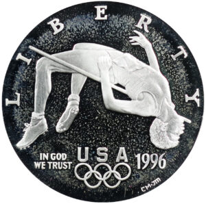 1996-P U.S. Olympic High Jump Commemorative $1 Silver Proof OGP
