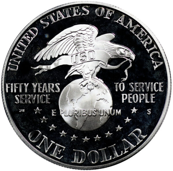 1991-S USO 50th Anniversary Commemorative $1 Silver Proof OGP - Image 2