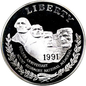 1991-S Mount Rushmore Anniversary Commemorative $1 Silver Proof OGP