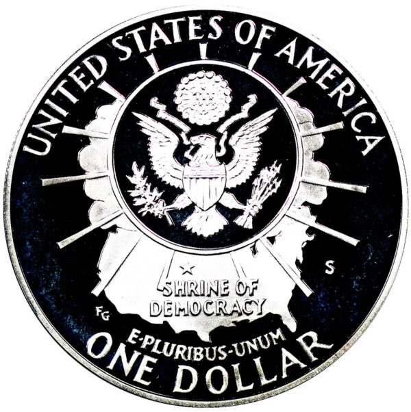 1991-S Mount Rushmore Anniversary Commemorative $1 Silver Proof OGP - Image 2