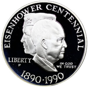 1990-P Eisenhower Centennial Commemorative $1 Silver Proof OGP