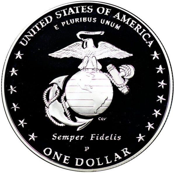2005-P Marine Corps 230th Anniversary Commemorative $1 Silver Proof OGP - Image 2