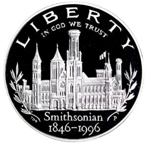 1996-P Smithsonian Institution 150th Anniversary Commemorative $1 Silver Proof OGP