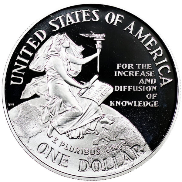 1996-P Smithsonian Institution 150th Anniversary Commemorative $1 Silver Proof OGP - Image 2