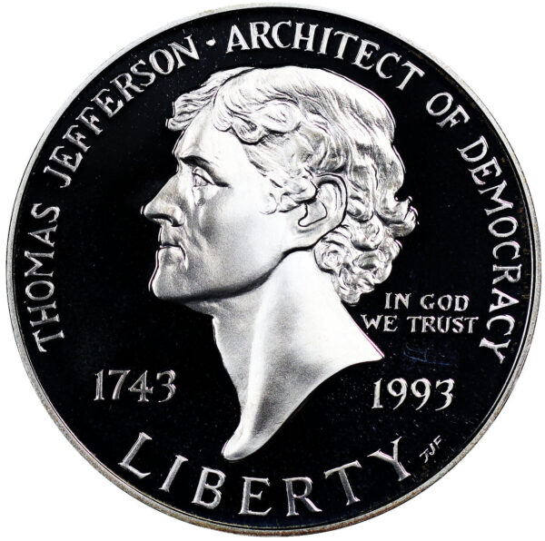 1993-S Thomas Jefferson 250th Anniversary Commemorative $1 Silver Proof OGP