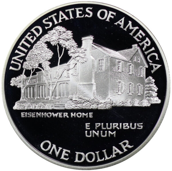 1990-P Eisenhower Centennial Commemorative $1 Silver Proof OGP - Image 2