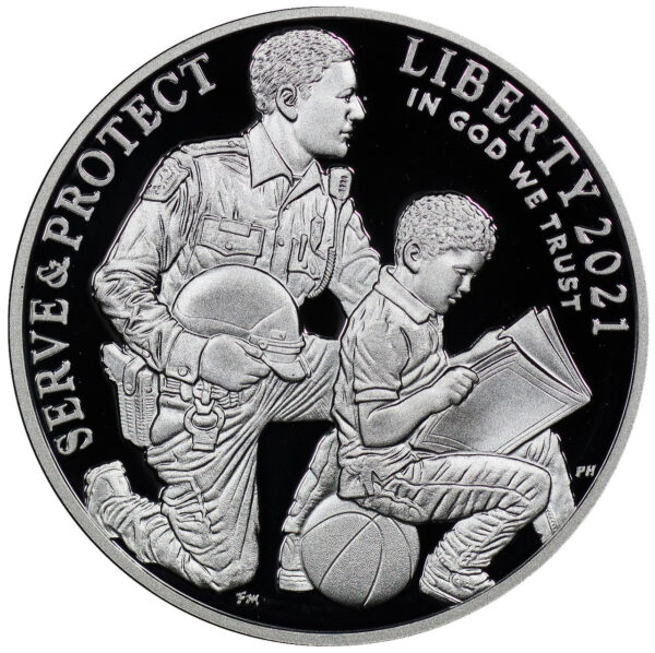 2021-P National Law Enforcement Memorial and Museum Commemorative $1 Silver Proof OGP - Image 2