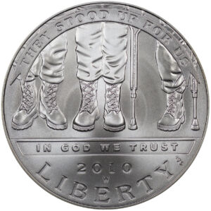 Obverse of this 2010 American Veterans Disabled for Life Commemorative $1 Silver Uncirculated OGP