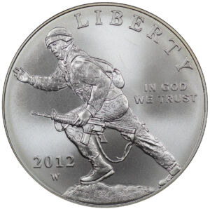 Obverse of this 2012-W Infantry Soldier Commemorative $1 Silver Uncirculated OGP