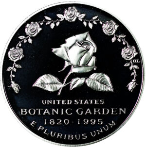 Obverse of this 1997 United States Botanic Garden Commemorative $1 Silver Proof OGP