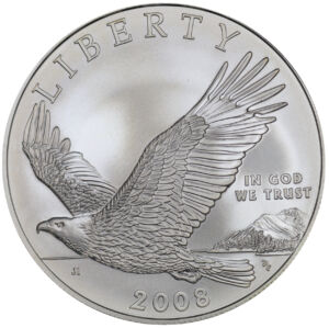 Obverse of this 2008 Bald Eagle Commemorative $1 Silver Uncirculated OGP
