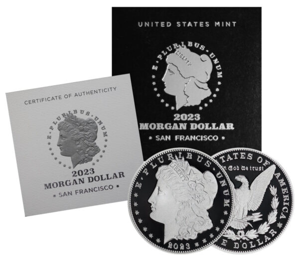 Obverse of this 2023-S Morgan Dollar San Francisco Privy Mark Proof With Box & COA