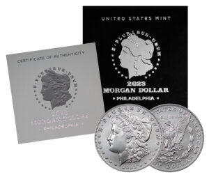 Obverse of this 2023-P Morgan Dollar BU With Box & COA