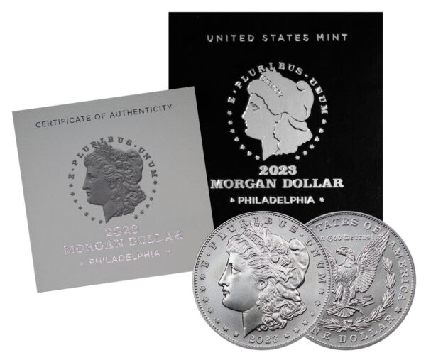 Obverse of this 2023-P Morgan Dollar BU With Box & COA