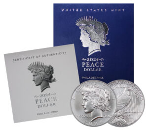 Gallery image of this 2024-P Peace Dollar BU With Box & COA