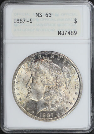 Obverse of this 1887-S Morgan Dollar ANACS MS-63