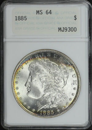 Obverse of this 1885 Morgan Dollar ANACS MS-64