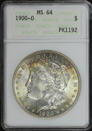 Obverse of this 1900-O Morgan Dollar ANACS MS-64