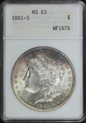Obverse of this 1881-S Morgan Dollar ANACS MS-63